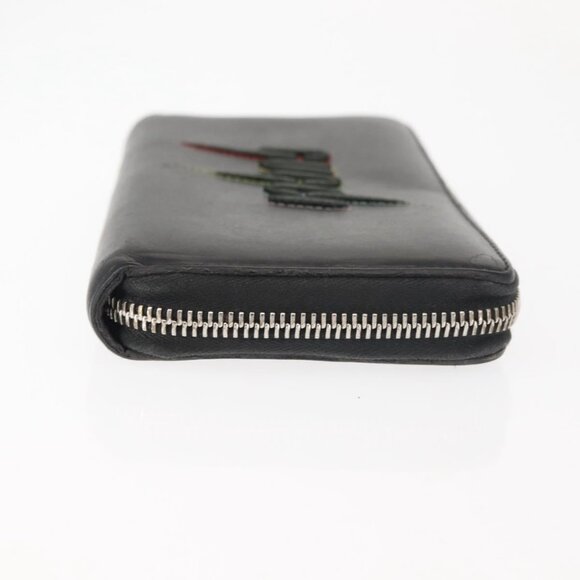 GUCCI Blade Embroidery Long Wallet Leather Silver Black Auth - Picture 5 of 16